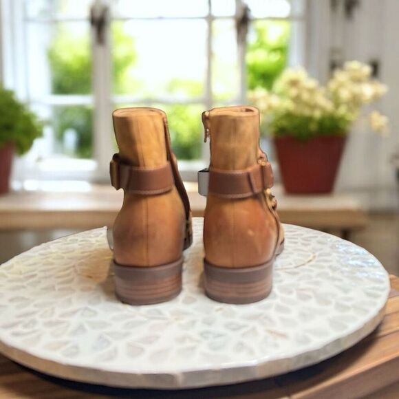 Vionic $190 Rhiannon Equestrian Ankle Boots Cognac Nubuck Leather Buckle Detail - Picture 10 of 13